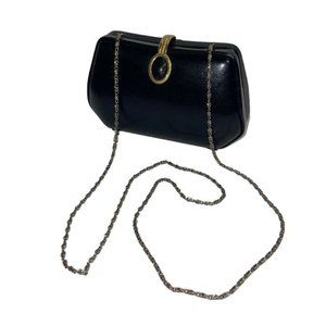 Vintage Farnell Paris Clutch Evening‎ Crossbody Bag Black Gold 1980s Solid Purse